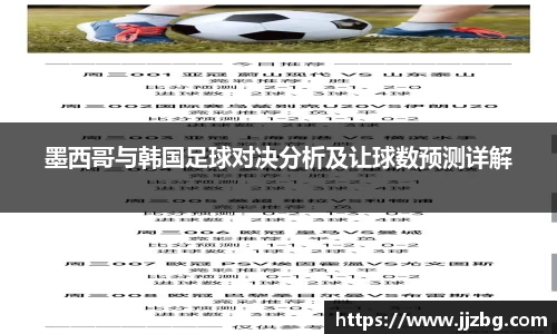 墨西哥与韩国足球对决分析及让球数预测详解